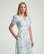 Wrap Dress with Puff Sleeves Empire Women - Upper Body View