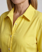 Women's Maxi Dress in Shirt Blouse Style with Leg Slit - Close-Up Detail