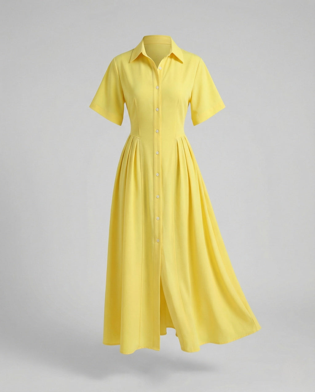 Women's Maxi Dress in Shirt Blouse Style with Leg Slit