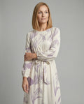 Women's Maxi Dress with Balloon Sleeves and Ruffle Hem - Upper Body View