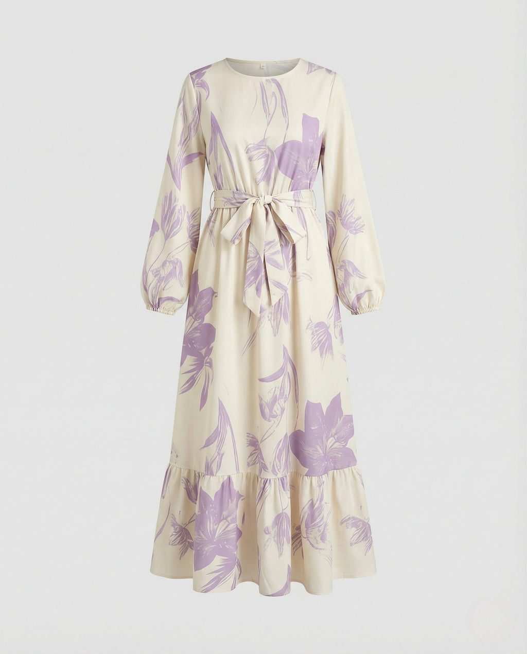 Women's Maxi Dress with Balloon Sleeves and Ruffle Hem
