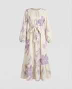 Women's Maxi Dress with Balloon Sleeves and Ruffle Hem