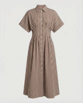 Women's Striped Shirt Dress with Button Placket