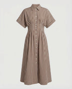 Women's Striped Shirt Dress with Button Placket