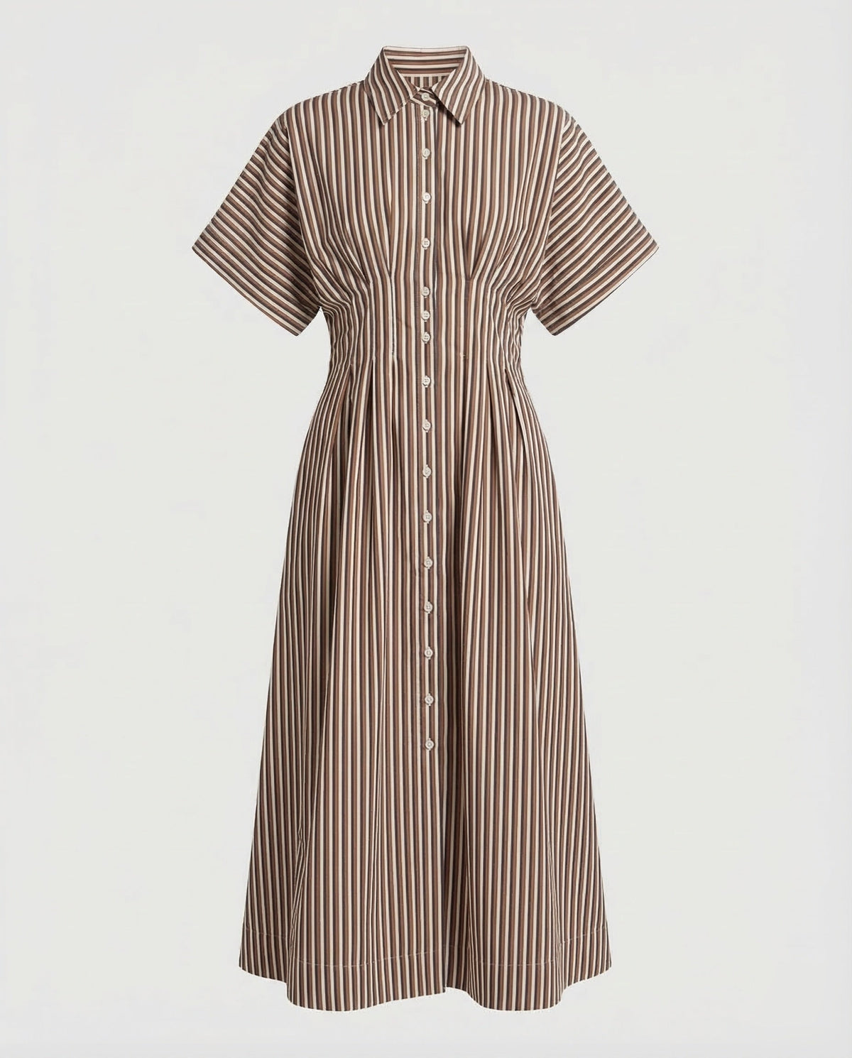 Women's Striped Shirt Dress with Button Placket