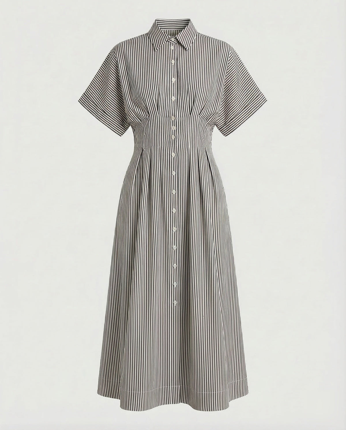 Women's Striped Shirt Dress with Button Placket
