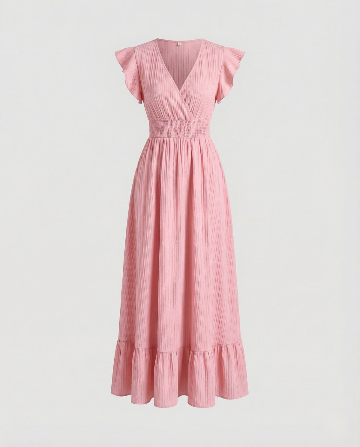 Women's Maxi Dress with V-Neck and Ruffled Sleeves