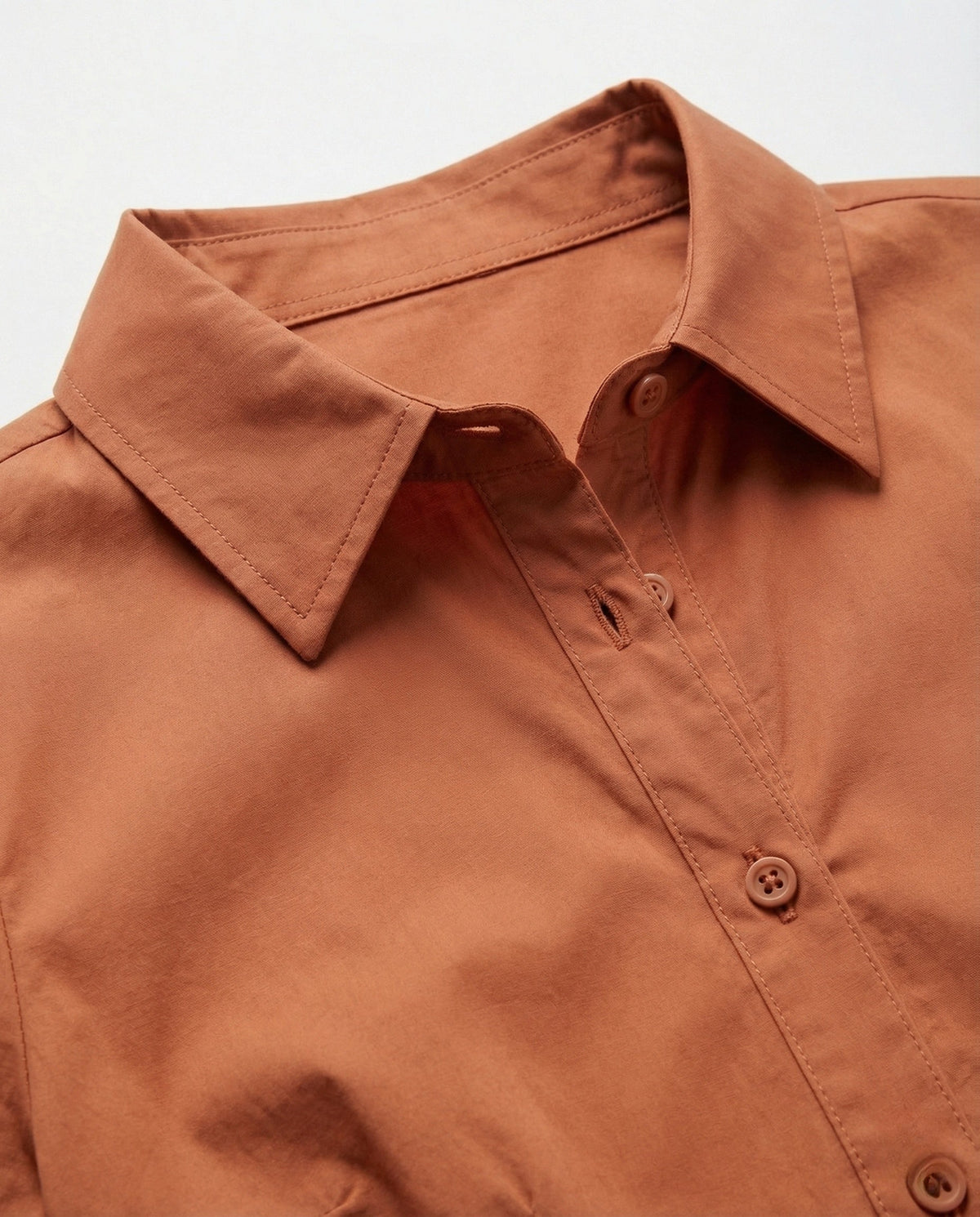 Women's A-Line Dress with Stand-Up Collar - Close-Up Detail