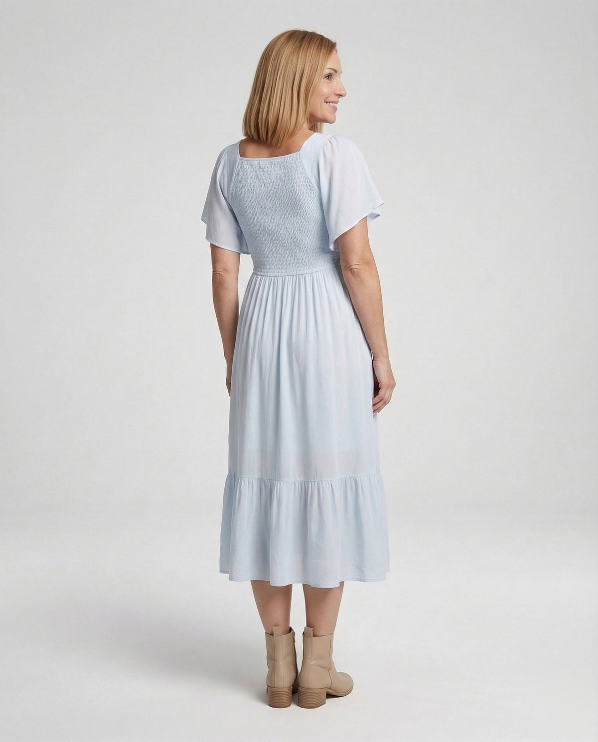 Women's Maternity and Nursing Dress with Empire Waist - Back View