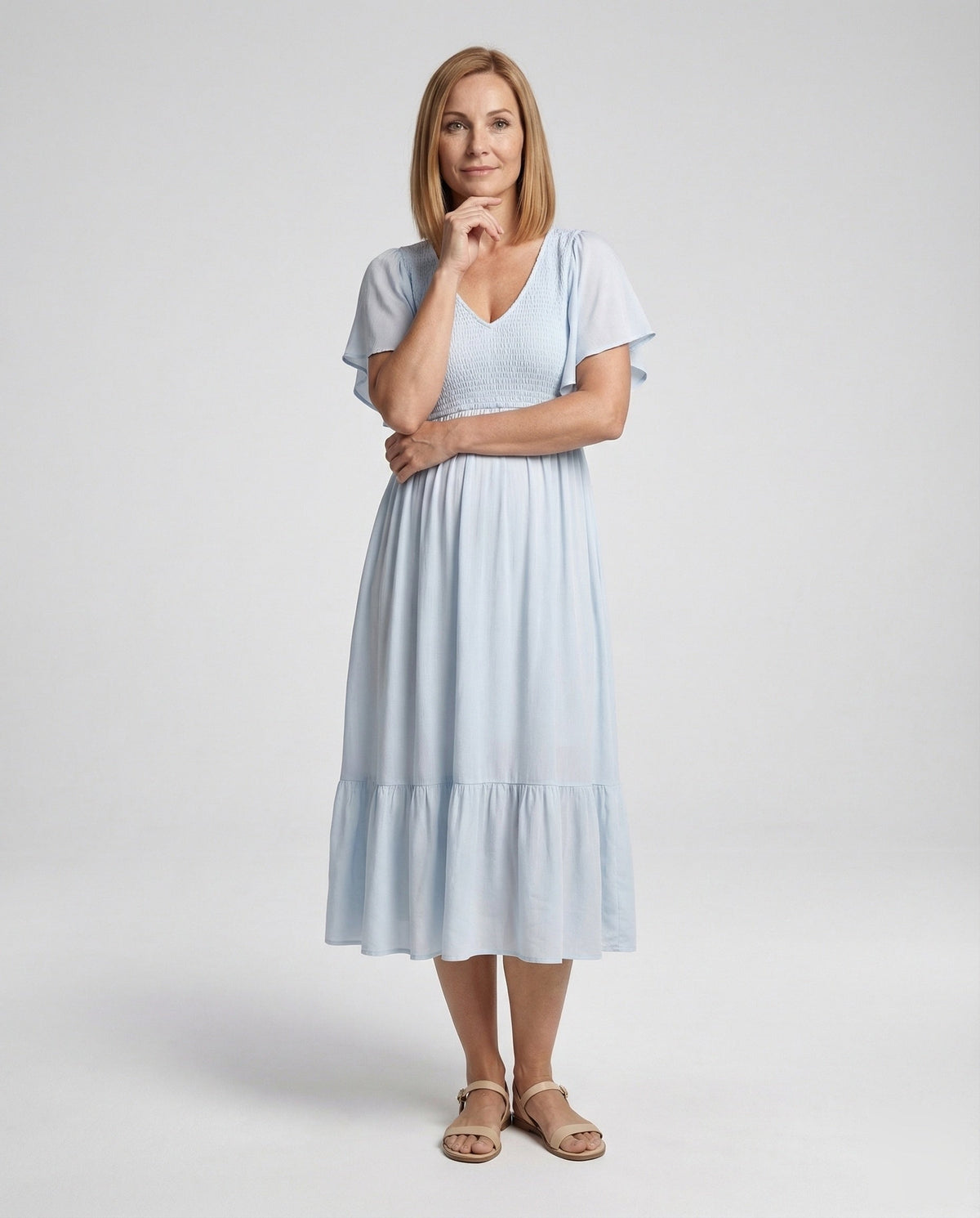 Women's Maternity and Nursing Dress with Empire Waist - Front View
