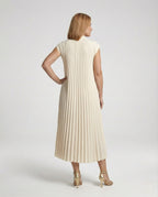 Women's Pleated A-Line Maxi Dress with Pockets - Back View