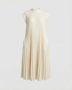 Women's Pleated A-Line Maxi Dress with Pockets