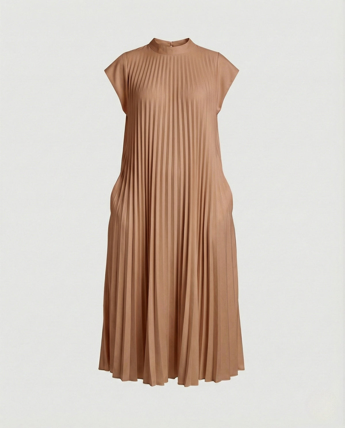Women's Pleated A-Line Maxi Dress with Pockets
