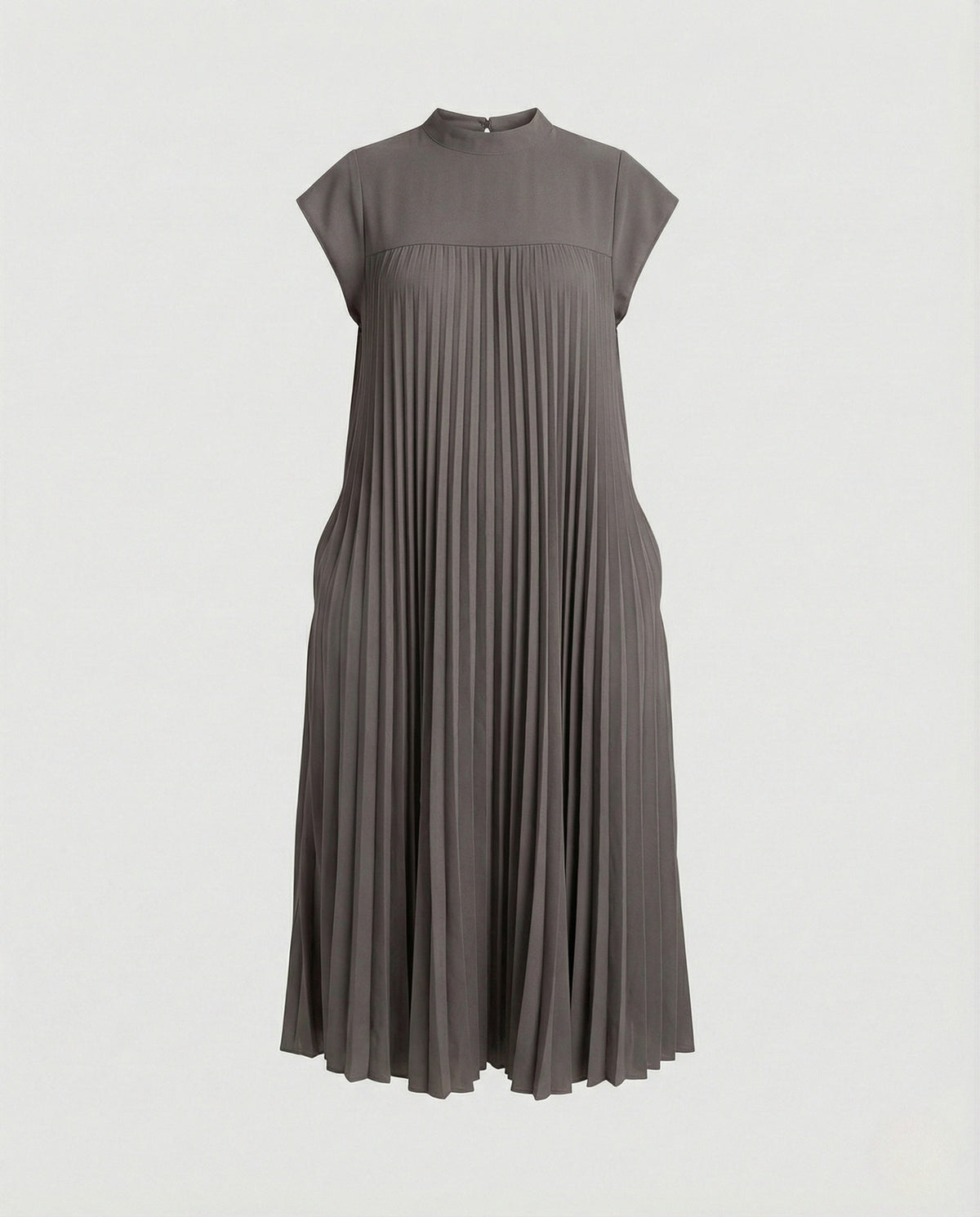 Women's Pleated A-Line Maxi Dress with Pockets