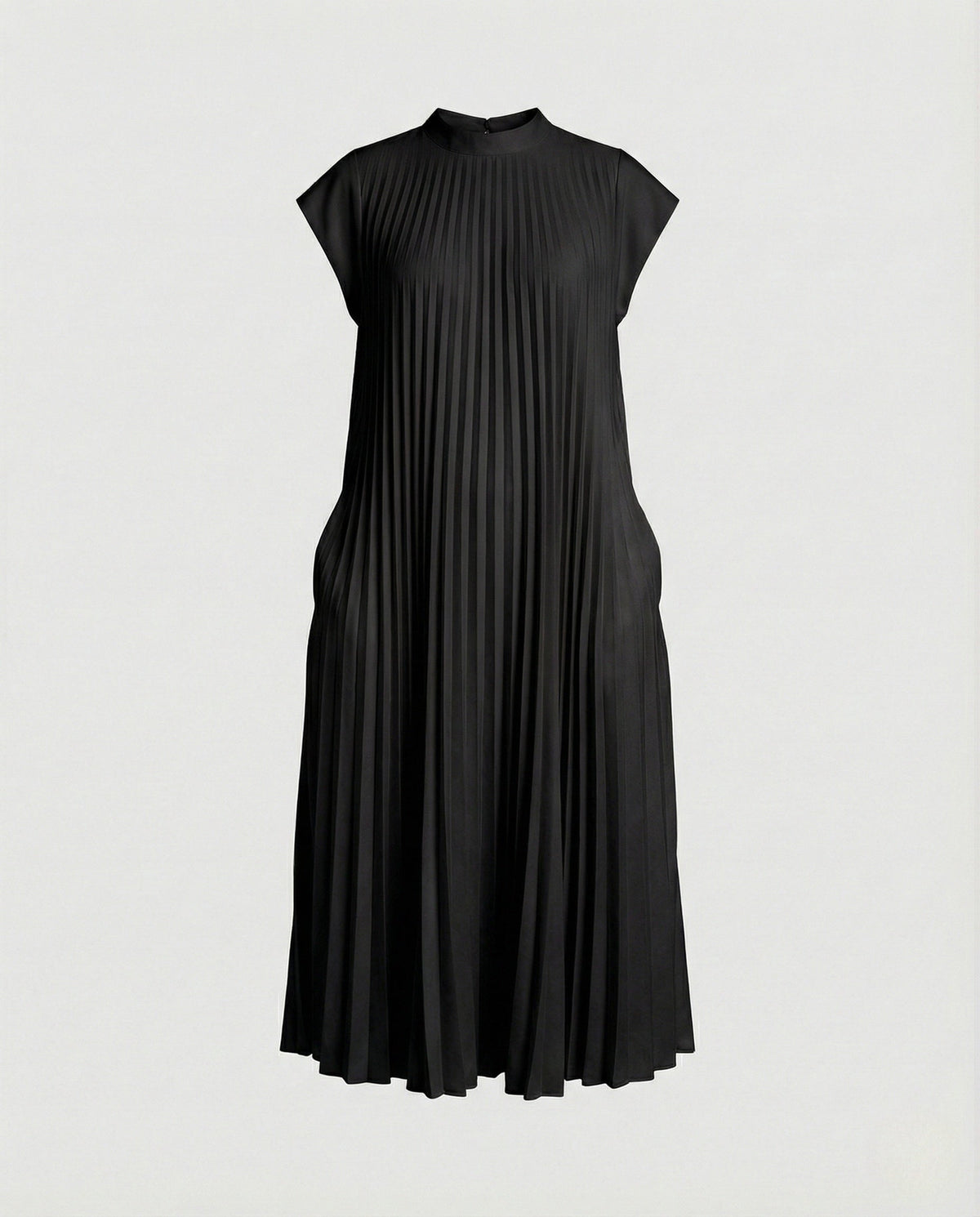 Women's Pleated A-Line Maxi Dress with Pockets