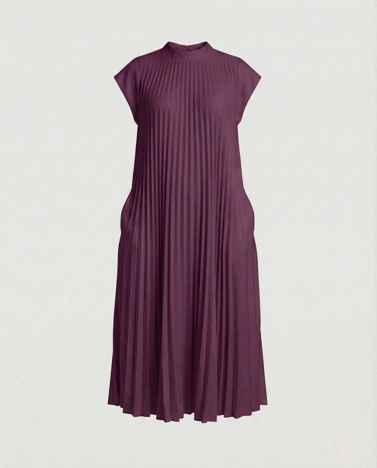 Women's Pleated A-Line Maxi Dress with Pockets