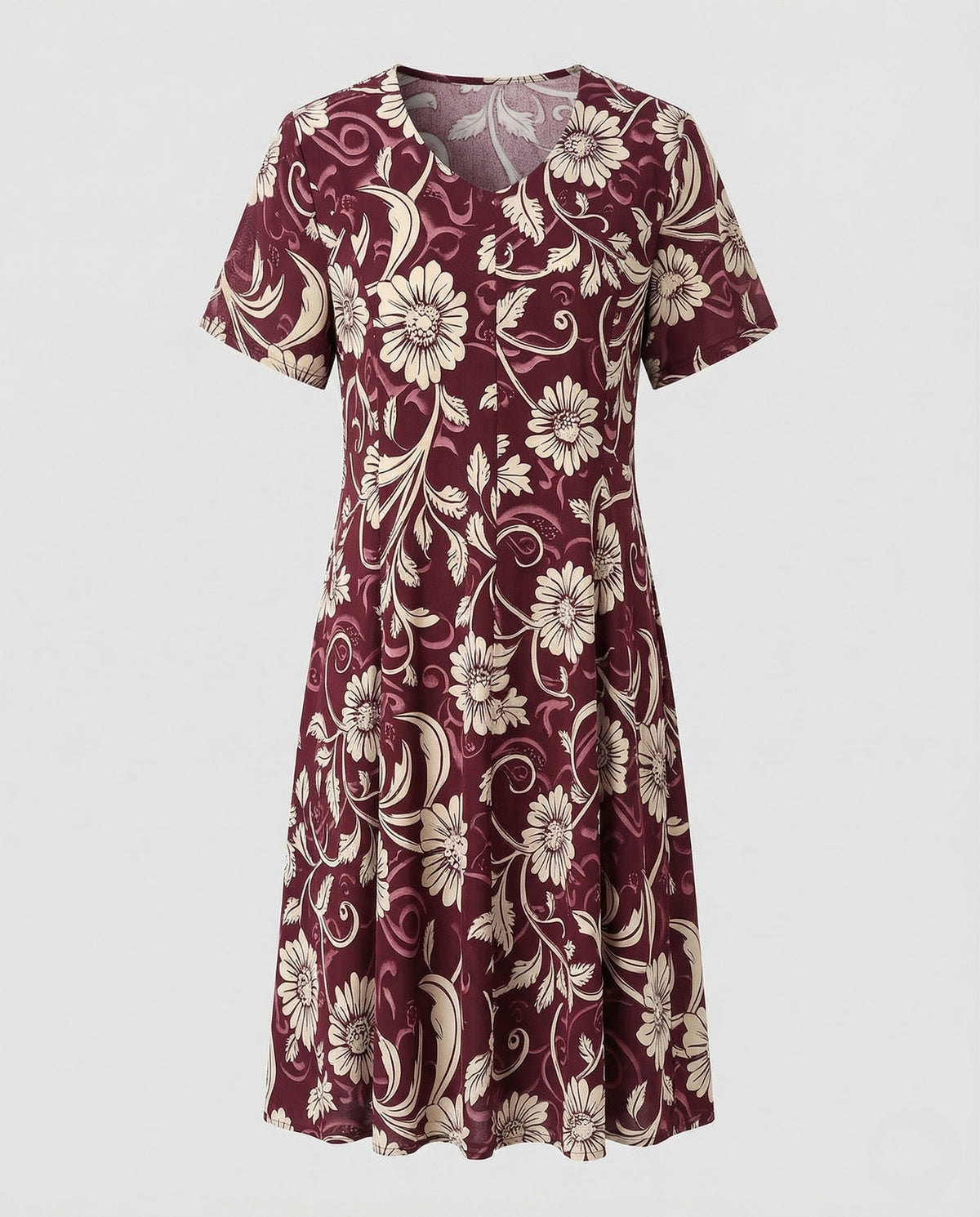 Women's Knee-Length A-Line Dress with Ornament Print