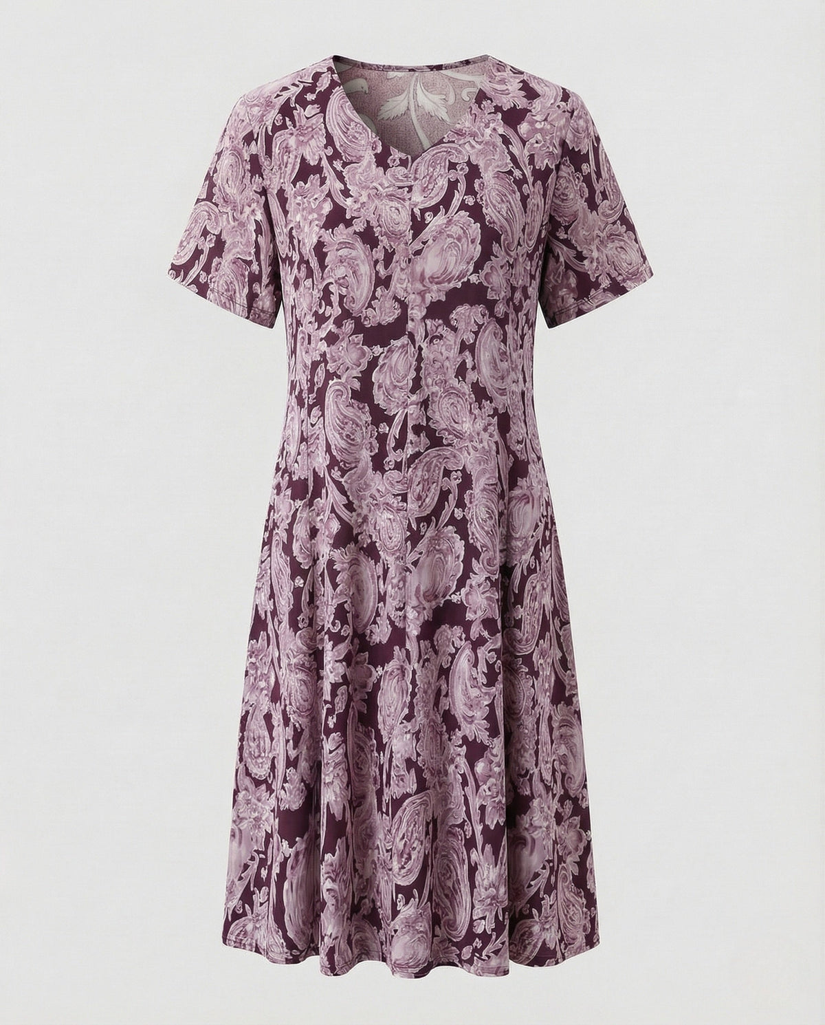 Women's Knee-Length A-Line Dress with Ornament Print