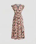 Women's Wrap Maxi Dress with Ruffle Tier
