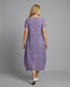 Women's Lace Maxi Dress with Round Neckline - Back View