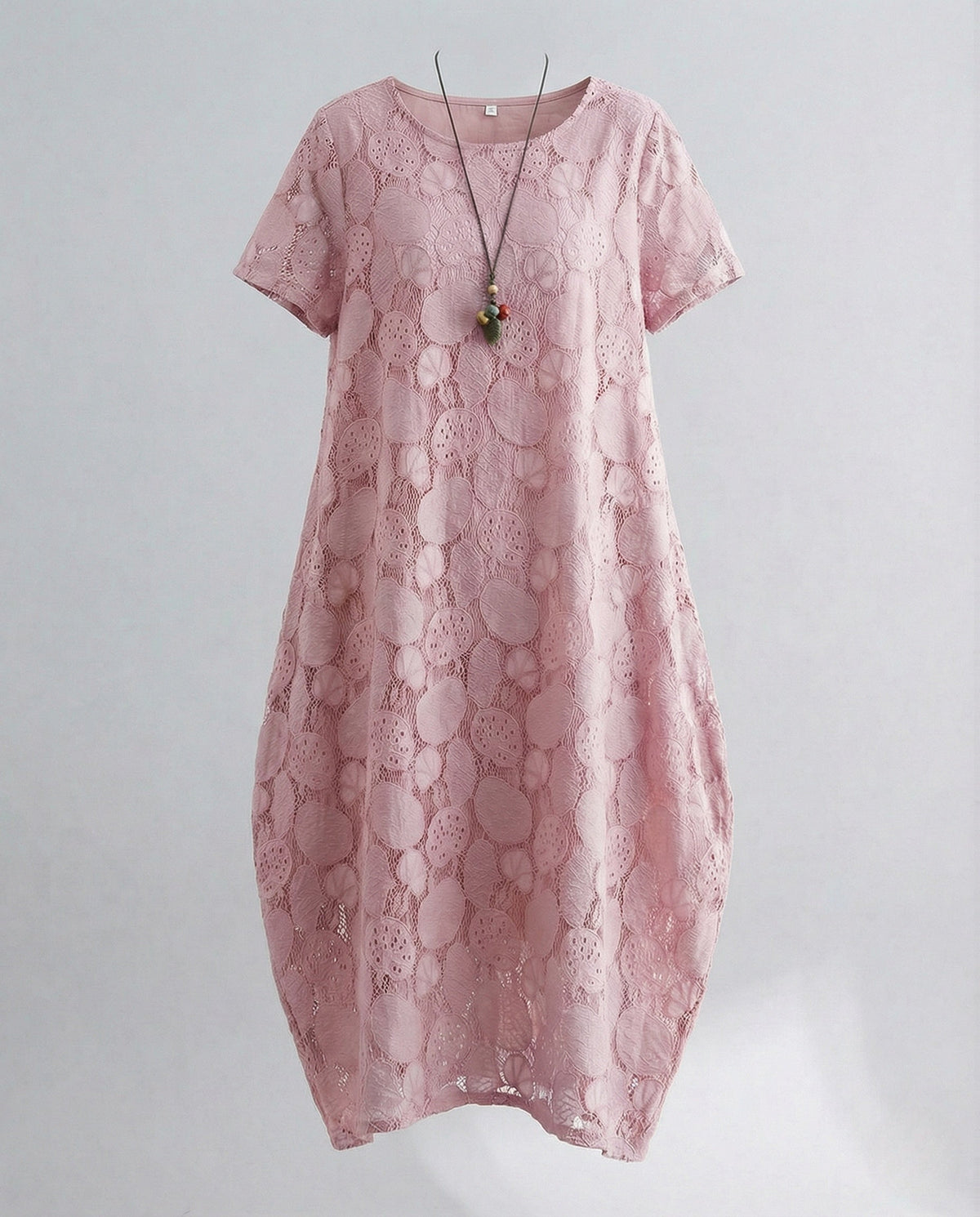 Women's Lace Maxi Dress with Round Neckline