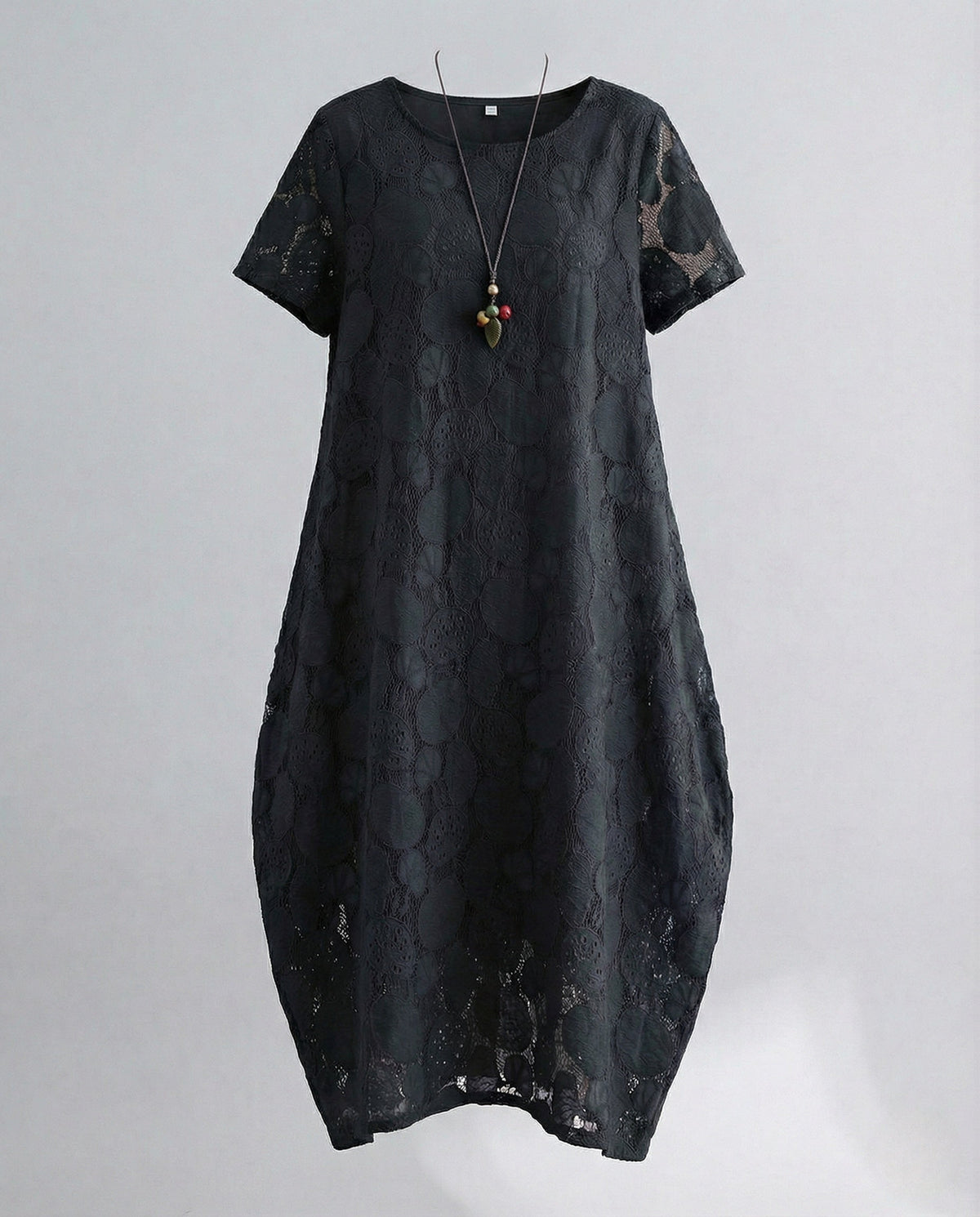 Women's Lace Maxi Dress with Round Neckline
