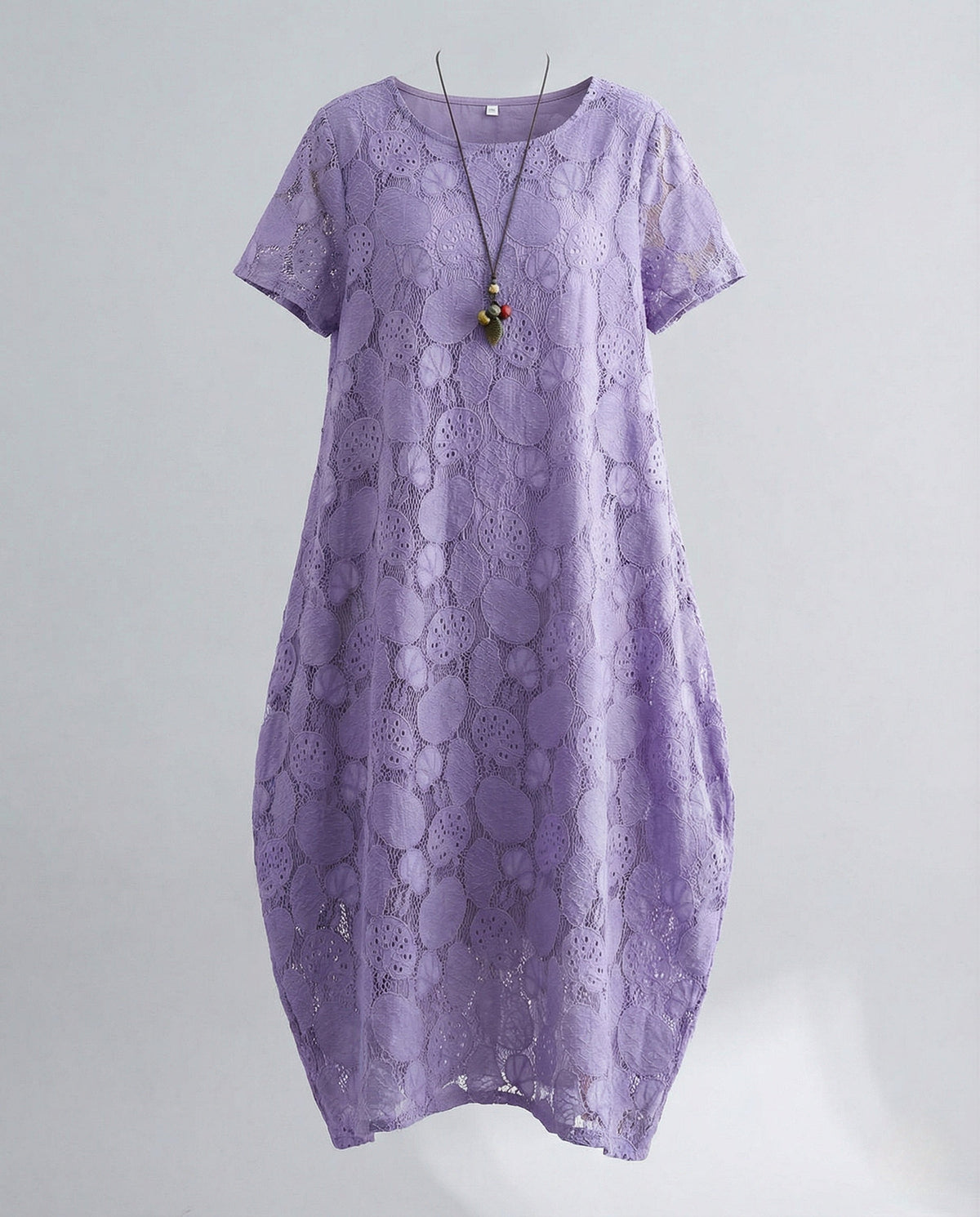 Women's Lace Maxi Dress with Round Neckline