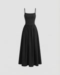 Women's Sleeveless Evening Dress with Square Neckline