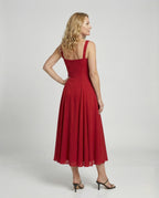 Women's Floor-Length Chiffon Evening Dress with Pockets - Back View