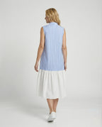 Women's Sleeveless Shirt Dress with Striped Look - Back View