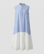 Women's Sleeveless Shirt Dress with Striped Look