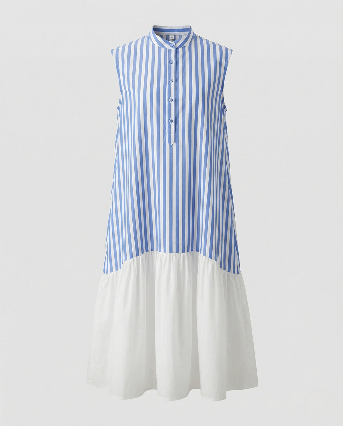 Women's Sleeveless Shirt Dress with Striped Look