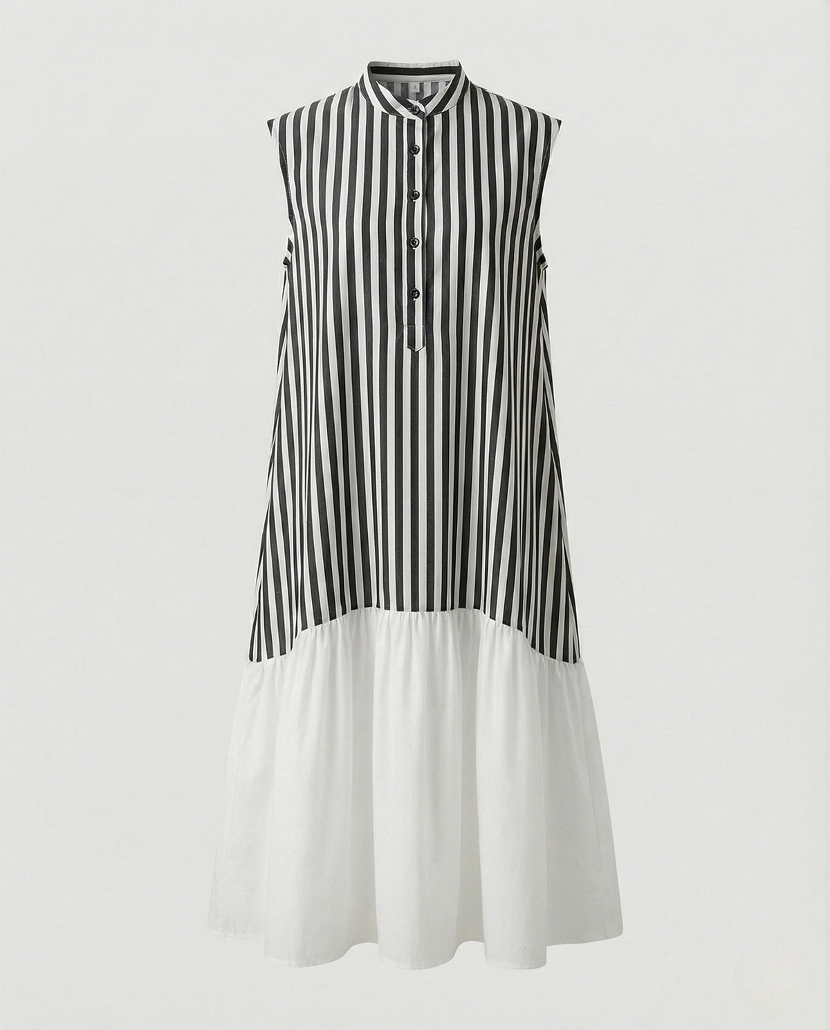 Women's Sleeveless Shirt Dress with Striped Look