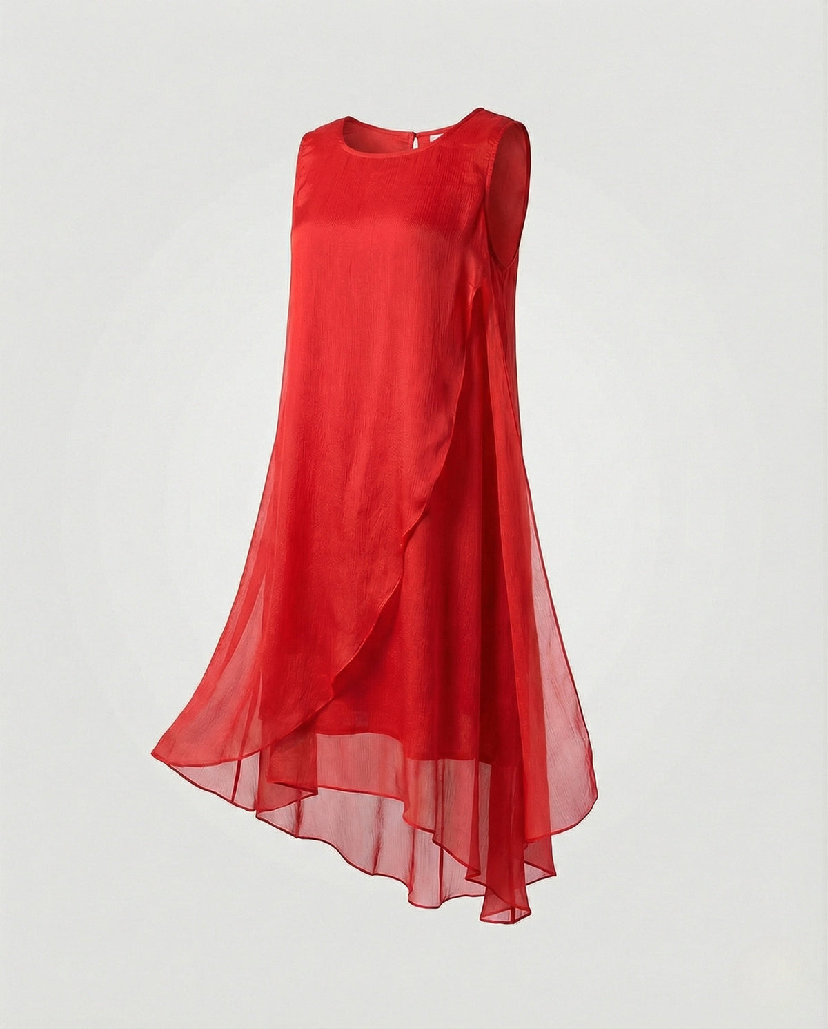 Women's Sleeveless Silk Layered Dress Asymmetrical
