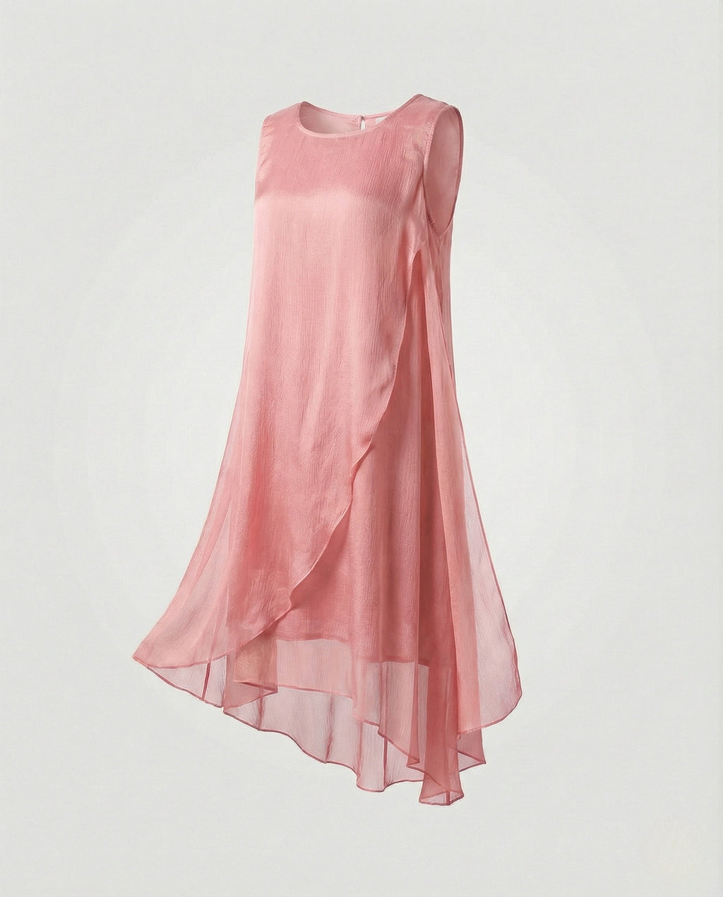 Women's Sleeveless Silk Layered Dress Asymmetrical