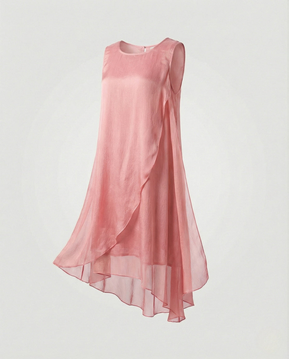 Women's Sleeveless Silk Layered Dress Asymmetrical