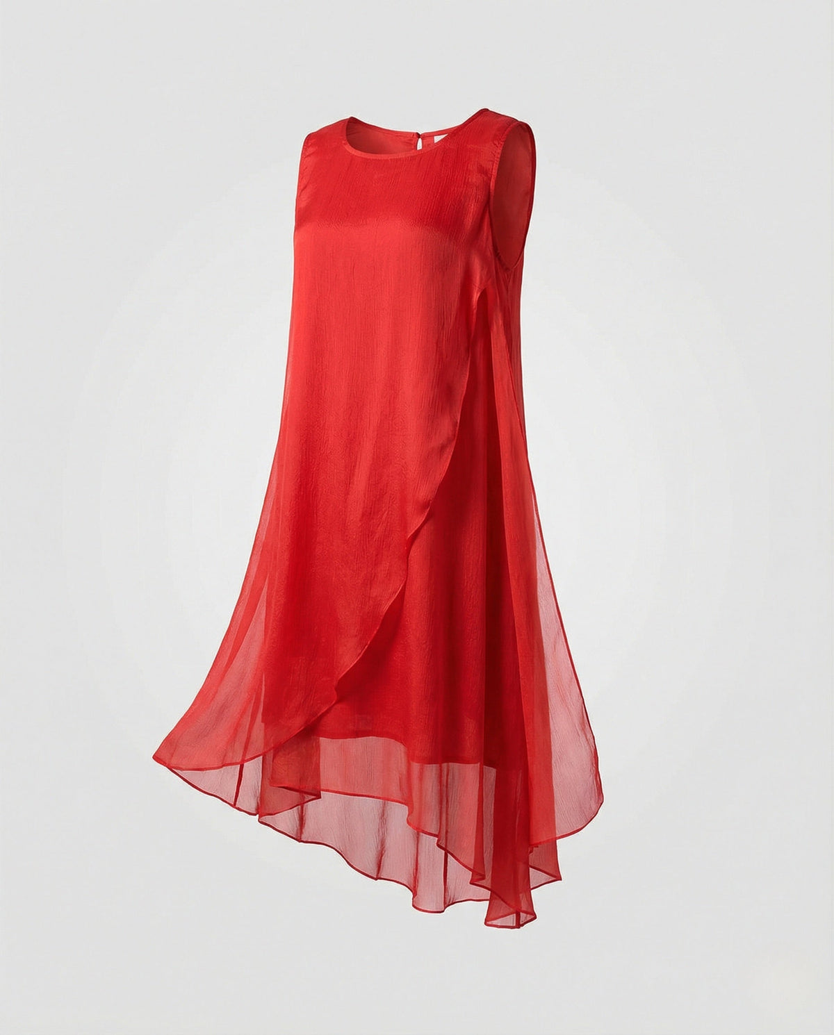 Women's Sleeveless Silk Layered Dress Asymmetrical