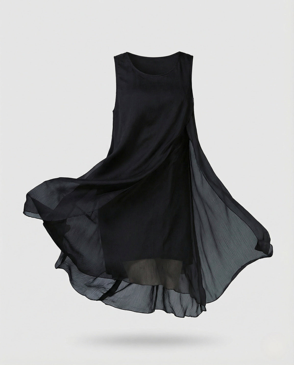 Women's Sleeveless Silk Layered Dress Asymmetrical