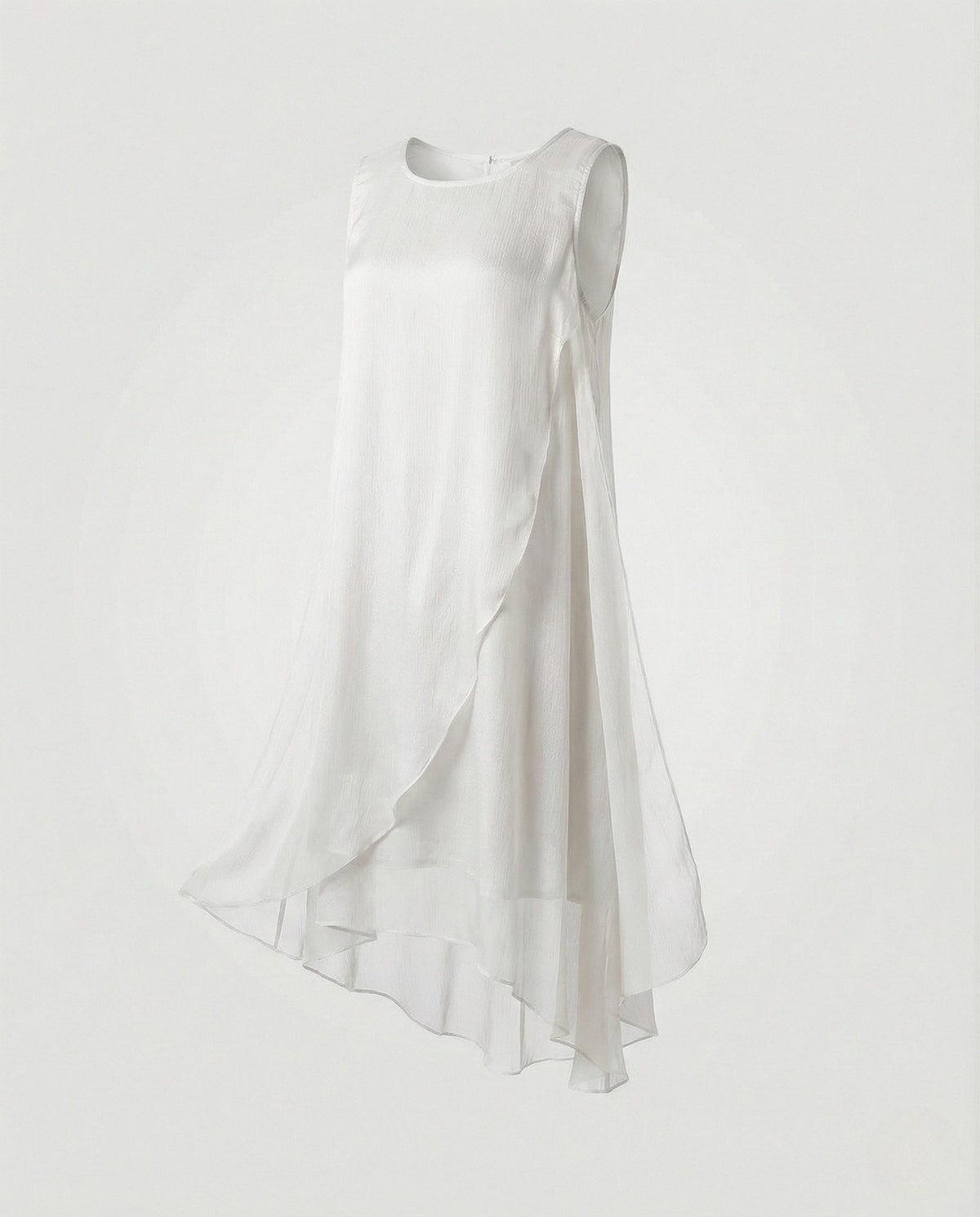 Women's Sleeveless Silk Layered Dress Asymmetrical
