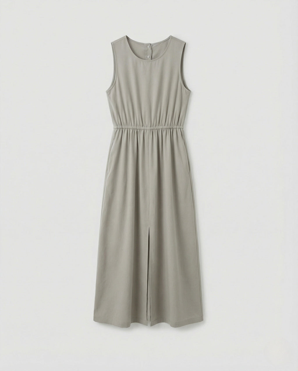 Women's Sleeveless Linen Midi Dress with Pockets