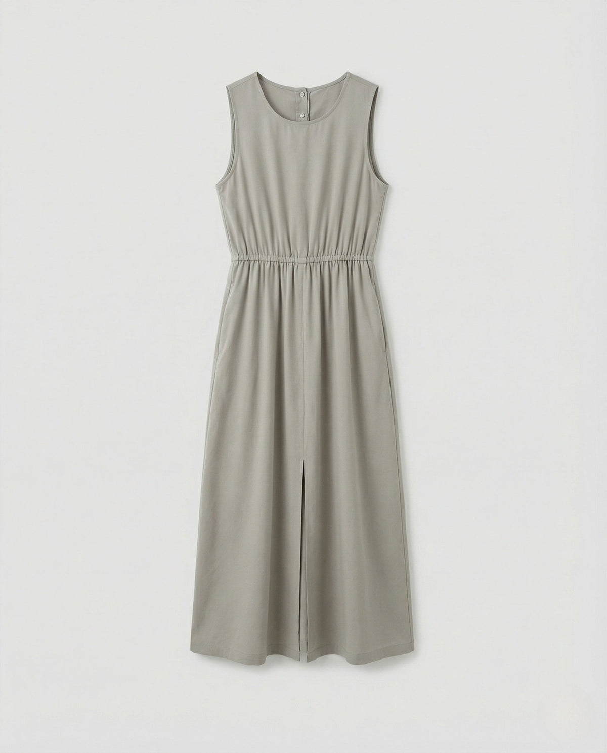 Women's Sleeveless Linen Midi Dress with Pockets