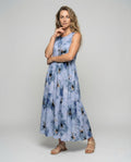 Women's Sleeveless Maxi Tiered Dress with Print - Front View