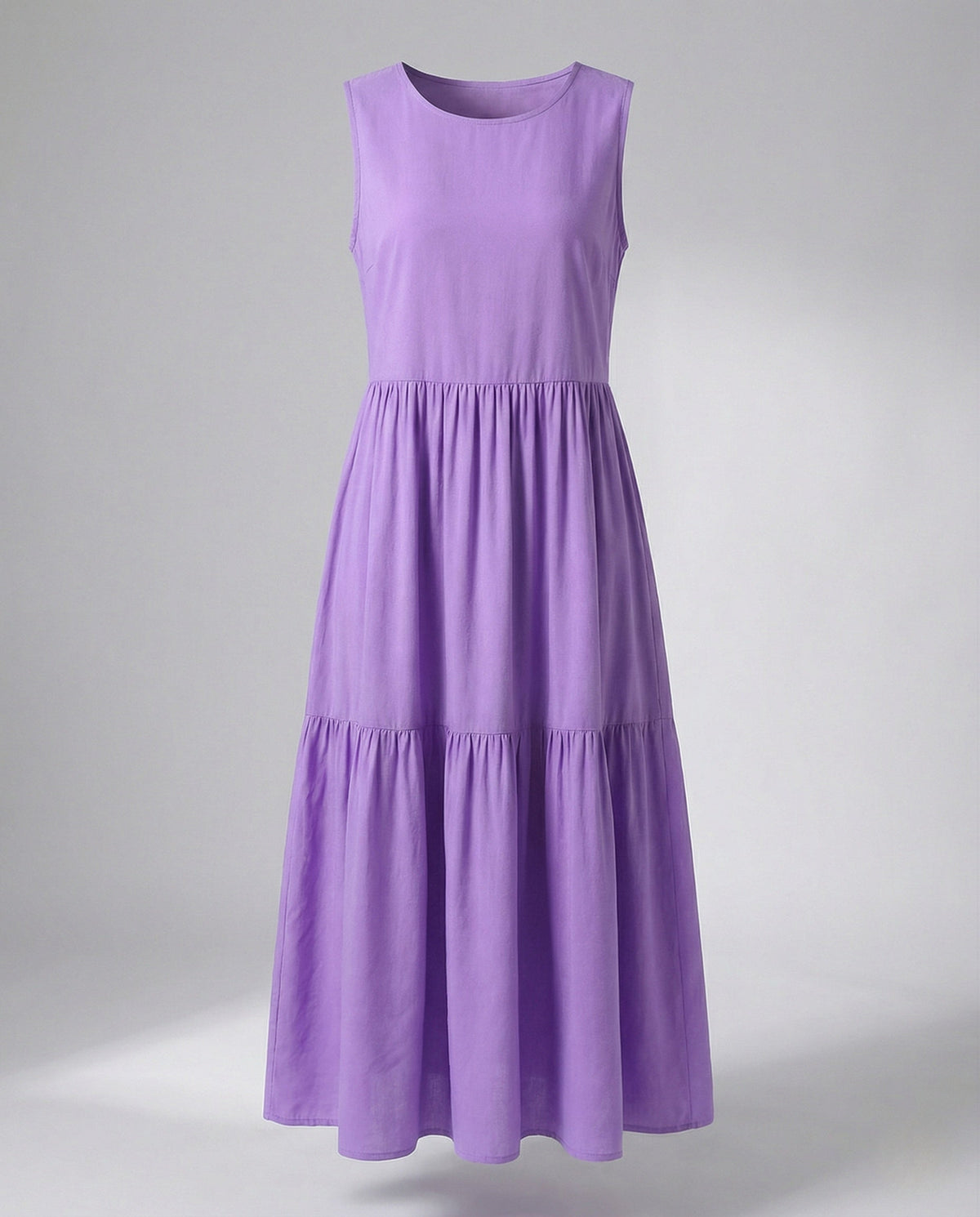 Women's Sleeveless Maxi Tiered Dress with Print