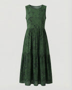 Women's Sleeveless Maxi Tiered Dress with Print
