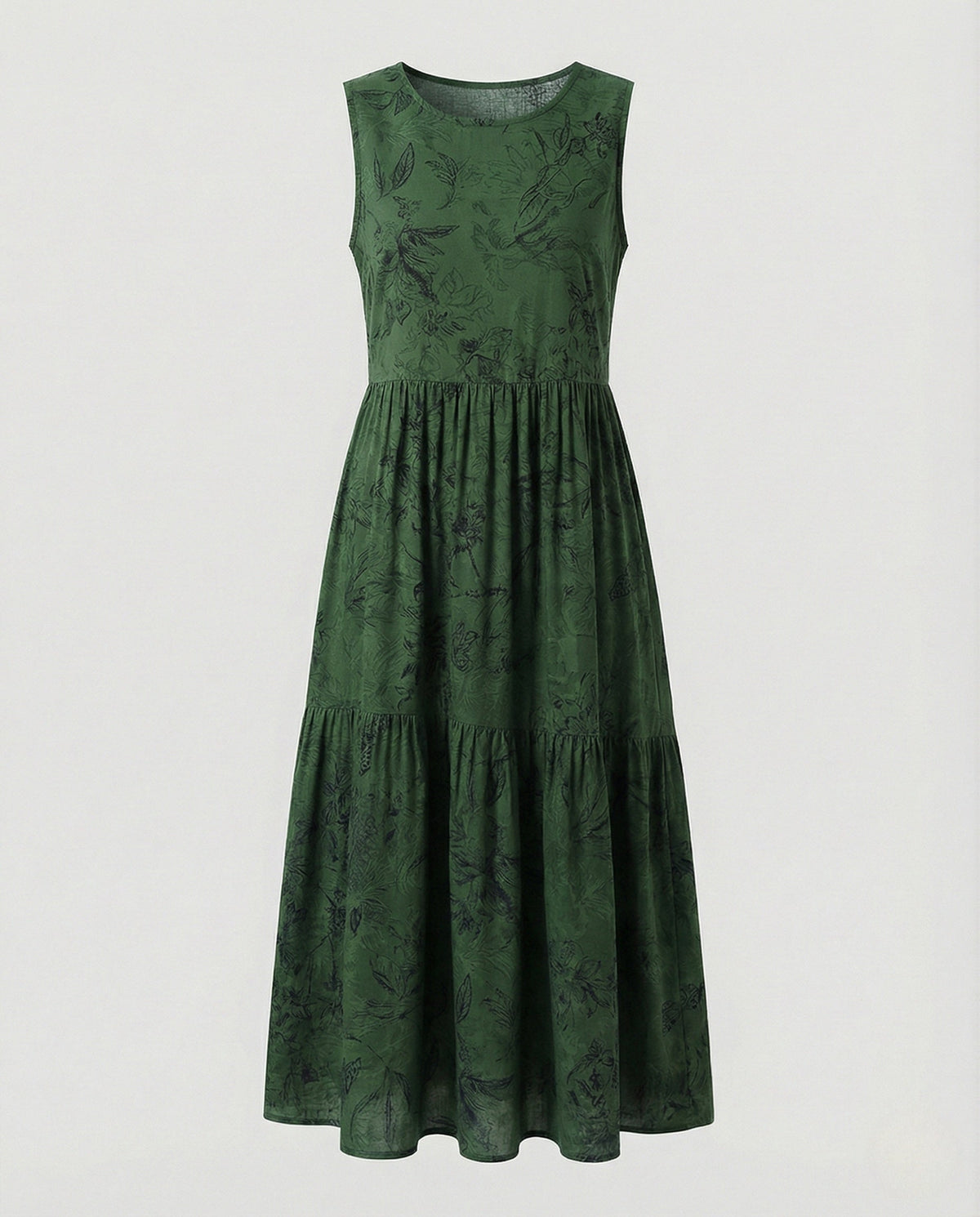 Women's Sleeveless Maxi Tiered Dress with Print