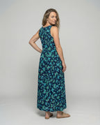 Women's Sleeveless Maxi Dress with Butterfly Print - Back View