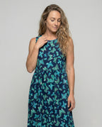 Women's Sleeveless Maxi Dress with Butterfly Print - Upper Body View