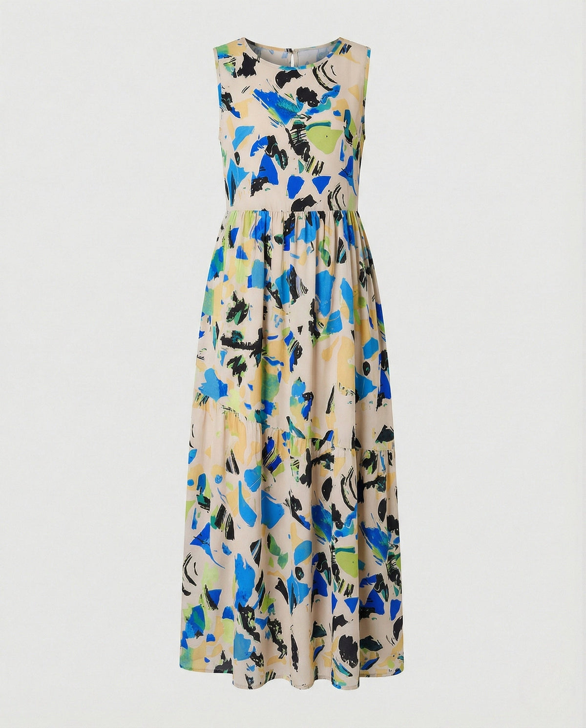 Women's Sleeveless Maxi Dress with Butterfly Print