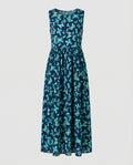 Women's Sleeveless Maxi Dress with Butterfly Print