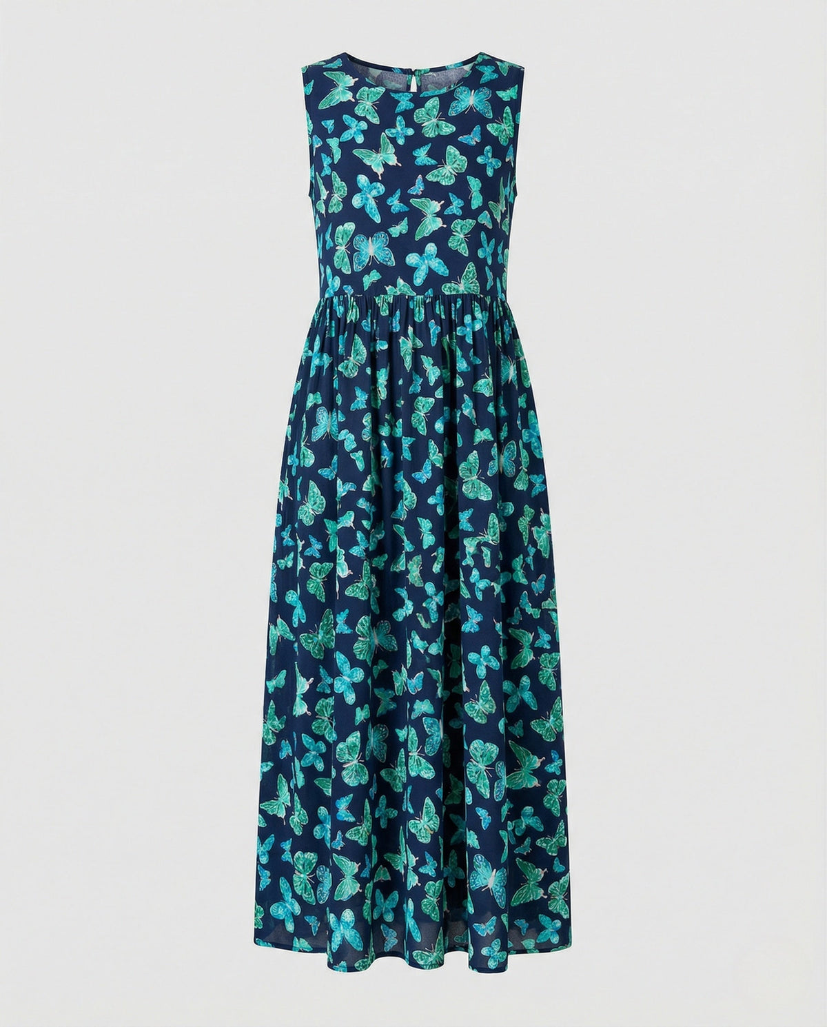 Women's Sleeveless Maxi Dress with Butterfly Print